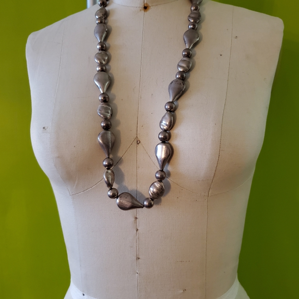 Silver Toned Metal Bead Necklace - Picture 2 of 6
